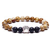 Natural Picture Jasper Bead Stretch Bracelets for Women Men XZ2326-3-1