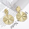 Ion Plating(IP) 304 Stainless Steel Flat Round Dangle Stud Earrings for Women EJEW-A119-14G-2