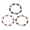 3Pcs Round Natural Mixed Gemstone Beads Stretch Bracelets for Women BJEW-TA00568-2