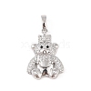 Brass Micro Pave Clear Cubic Zirconia Pendants KK-E111-33P-1