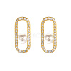 Oval Brass Micro Pave Clear Cubic Zirconia Stud Earrings for Women HE5046-1