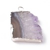 Natural Dyed Amethyst Slice Pendants G-I251-10S-2