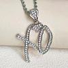Zinc Alloy Crystal Rhinestone Letter XO Heart Pendant Necklaces for Women FS-WGEFE1E-01-2