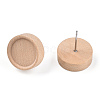 Natural Maple Wood Stud Earring Findings with 316 Stainless Steel Pin WOOD-N016-02-3