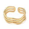 Ion Plating(IP) 304 Stainless Steel Triple Line Open Cuff Ring for Women RJEW-M149-02G-1