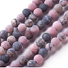 Frosted Natural Rhodonite Round Bead Strands G-E487-12-10mm-1