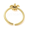 Rack Plating Brass Sea Turtle Open Cuff Rings for Women RJEW-C081-02G-3