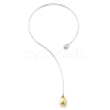 304 Stainless Steel Teardrop Pendant Open Cuff Necklaces for Women NJEW-R003-02GP-01-3