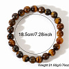 8MM Round Natural Tiger Eye Beaded Stretch Bracelets for Men GW6594-4