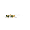 Butterfly Brass Cubic Zirconia Stud Earrings for Women QD0510-3-3