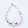 Silver Color Plated Brass Glass Teardrop Pendants GLAA-M006-A-22S-2