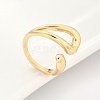 Rack Plating Brass Hollow Teardrop Open Cuff Rings RJEW-D009-01G-1