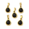 Natural Obsidian Faceted Teardrop Charms STAS-P361-01G-02-1