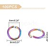 Unicraftale 100Pcs Ion Plating(IP) Rainbow Color 304 Stainless Steel Open Jump Rings STAS-UN0039-09-3