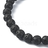 Natural Lava Rock Round Beaded Bracelets BJEW-JB09877-02-4