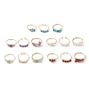 3Pcs Natural Mixed Stone Bead Finger Ring RJEW-JR00855-2