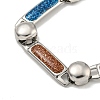 304 Stainless Steel Enamel Rectangle Link Chain Bracelets with Glitter Powder BJEW-S153-04P-01-2