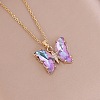 Fashionable Gradient Butterfly Alloy Glass Pendant Necklace LK8571-1-1