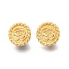 Flat Round with Flower Pattern Brass Stud Earring Findings KK-G436-02MG-1