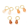 Teardrop Natural Crackle Agate Beads Huggie Hoop Earrings EJEW-JE04603-1
