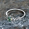 Oval & Leaf 925 Sterling Silver with Moss Agate Finger Rings FS-WGF1EFD-05-3