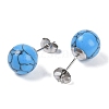 Synthetic Turquoise Stud Earrings EJEW-Z060-04P-04-2