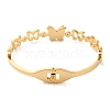 Butterfly Vacuum Plating 304 Stainless Steel Rhinestone Bangles for Women BJEW-F474-23G-3