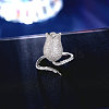 Rose Brass Micro Pave Cubic Zirconia Cuff Rings FS-WGEE242-05-1