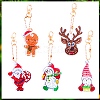 Christmas Theme DIY Diamond Painting Keychain Kit DRAW-PW0007-07G-1