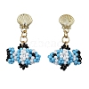 Glass Seed Bead Dangle Stud Earrings EJEW-MZ00283-01-1