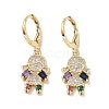 Real 18K Gold Plated Brass Dangle Leverback Earrings EJEW-L269-034G-01-1