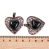 Natural Obsidian Peach Love Heart Pendants G-G158-01-13-3