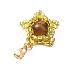 Natural Tiger Eye & Handmade Glass Seed Beaded Star Pendants PALLOY-MZ00490-02-4