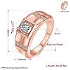 Real Rose Gold Plated Brass Cubic Zirconia Wide Band Rings For Men RJEW-BB06407-10RG-2