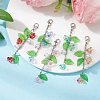 Trumpet Flower Glass & Leaf Acrylic Pendant Decorates HJEW-JM01653-2