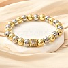 Brass Micro Pave Cubic Zirconia Beads Stretch Bracelets for Women Men BJEW-H201-01A-GP-1