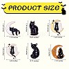 6Pcs 6 Style Moon Phase Cat Enamel Pins JBR079A-3