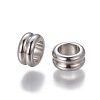 201 Stainless Steel Grooved European Beads STAS-P239-03P-2