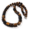 Natural Tiger Eye Hexagon Prism Graduated Beaded Necklaces for Women Men NJEW-K388-03P-1