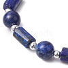 Natural Lapis Lazuli Round Beaded Stretch Bracelets for Women BJEW-JB11137-02-3