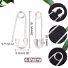 ARRICRAFT 4 Pair Sterling Silver Safety Pin Shape Dangle Hoop Earrings for Men Women STER-AR0001-01-2