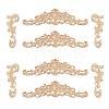 DICOSMETIC 8Pcs 2 Styles Natural Solid Wood Carved Onlay Applique Craft AJEW-DC0001-61-1