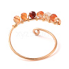 Natural Gemstone Round Beaded Open Cuff Ring RJEW-JR00528-6