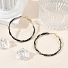 Brass Enamel Twist Ring Hoop Earrings EJEW-P301-01G-B-3