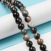 Natural Black Silver Leaf Jasper Beads Strands G-R494-A17-03-4