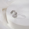 Adjustable 304 Stainless Steel Micro Pave Cubic Zirconia Cuff Open Rings for Women BI5258-2-2