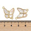 Brass Clear Cubic Zirconia Pave Natural Shell Butterfly Connector Charms KK-P283-08G-3