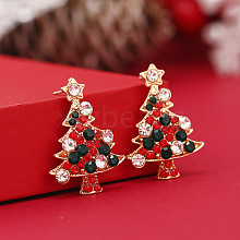 Christmas Tree Alloy Rhinestone Stud Earrings WG792CD-01