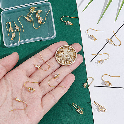 20Pcs 5 Style Brass Micro Pave Clear Cubic Zirconia Earrings Findings EJEW-UN0002-44-1