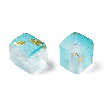 Frosted Glass Beads with Golden Glitter Powder DGLA-NH001-8mm-01C-1